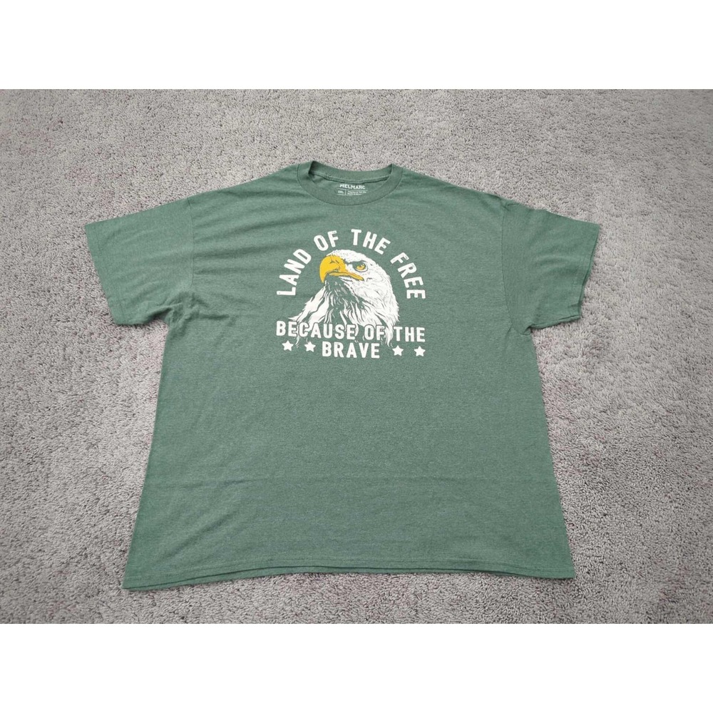 Melmarc T Shirt Mens 2XL Green Land of the Free Because of the‎ Brave Patriotic